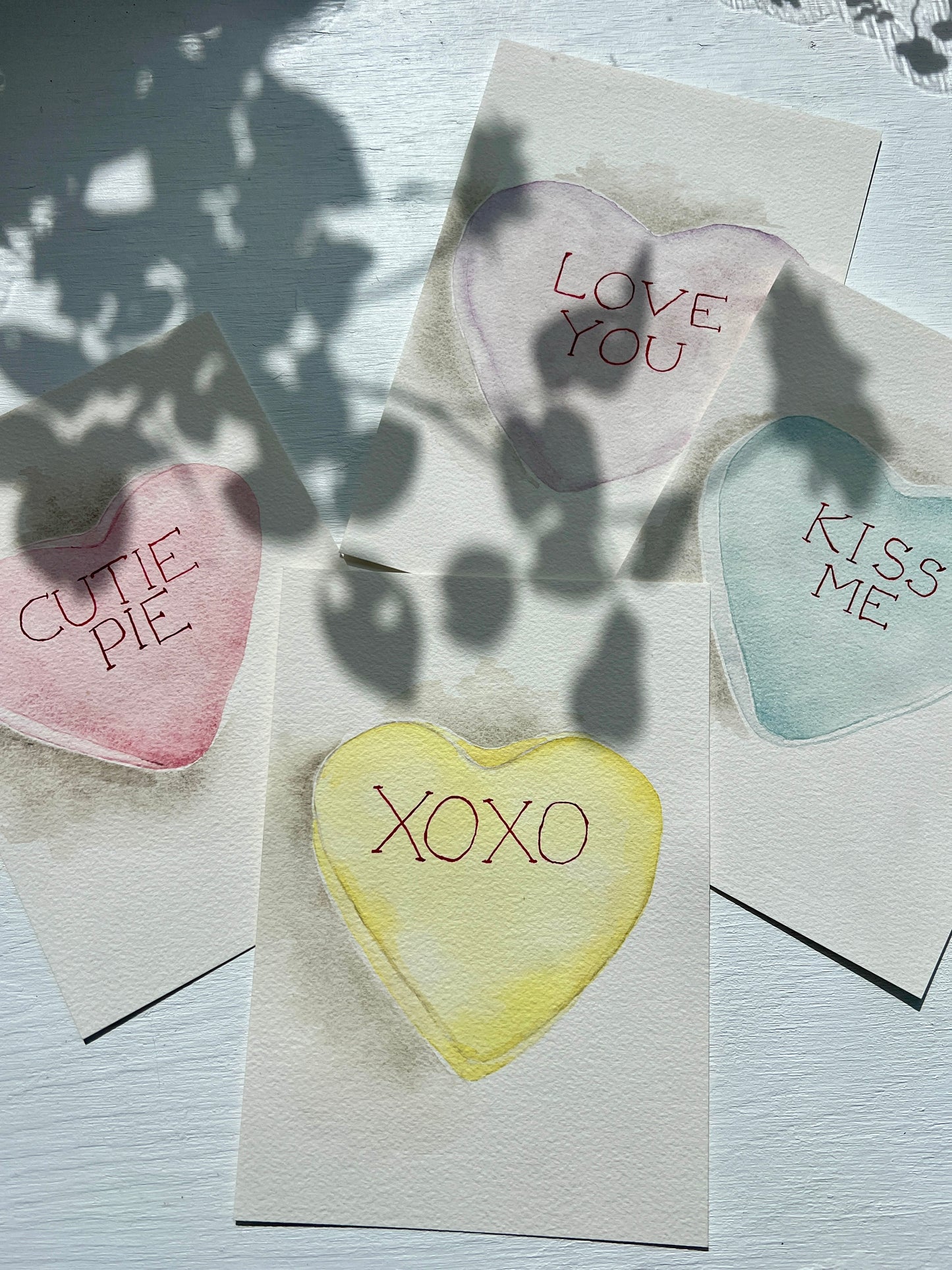Candy Heart Original Watercolour Greeting Cards A5